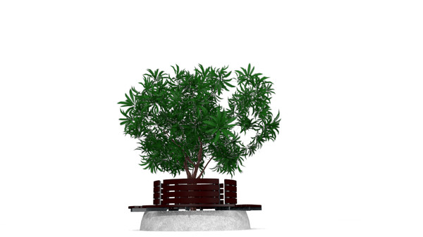 tree bench plumeria 3d model - (Plumeria)tree bench by shariff